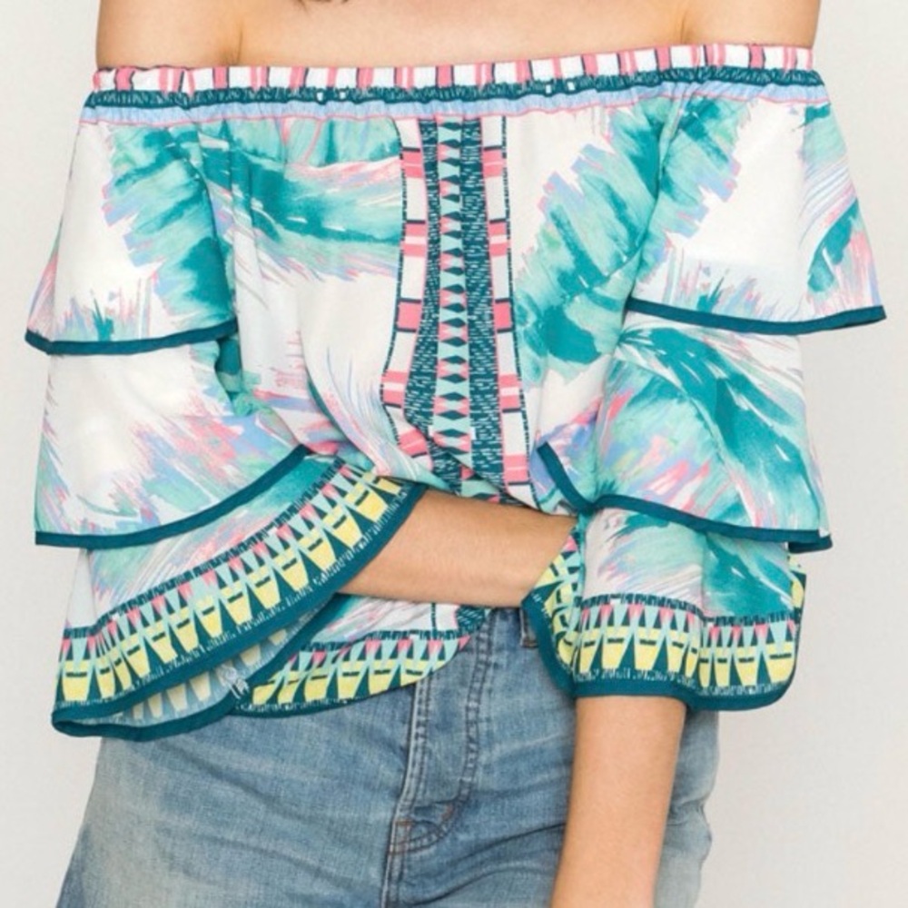 𝐀. 𝐂𝐀𝐋𝐈𝐍 | OFF THE SHOULDER RUFFLED TOP - Picture 8 of 8